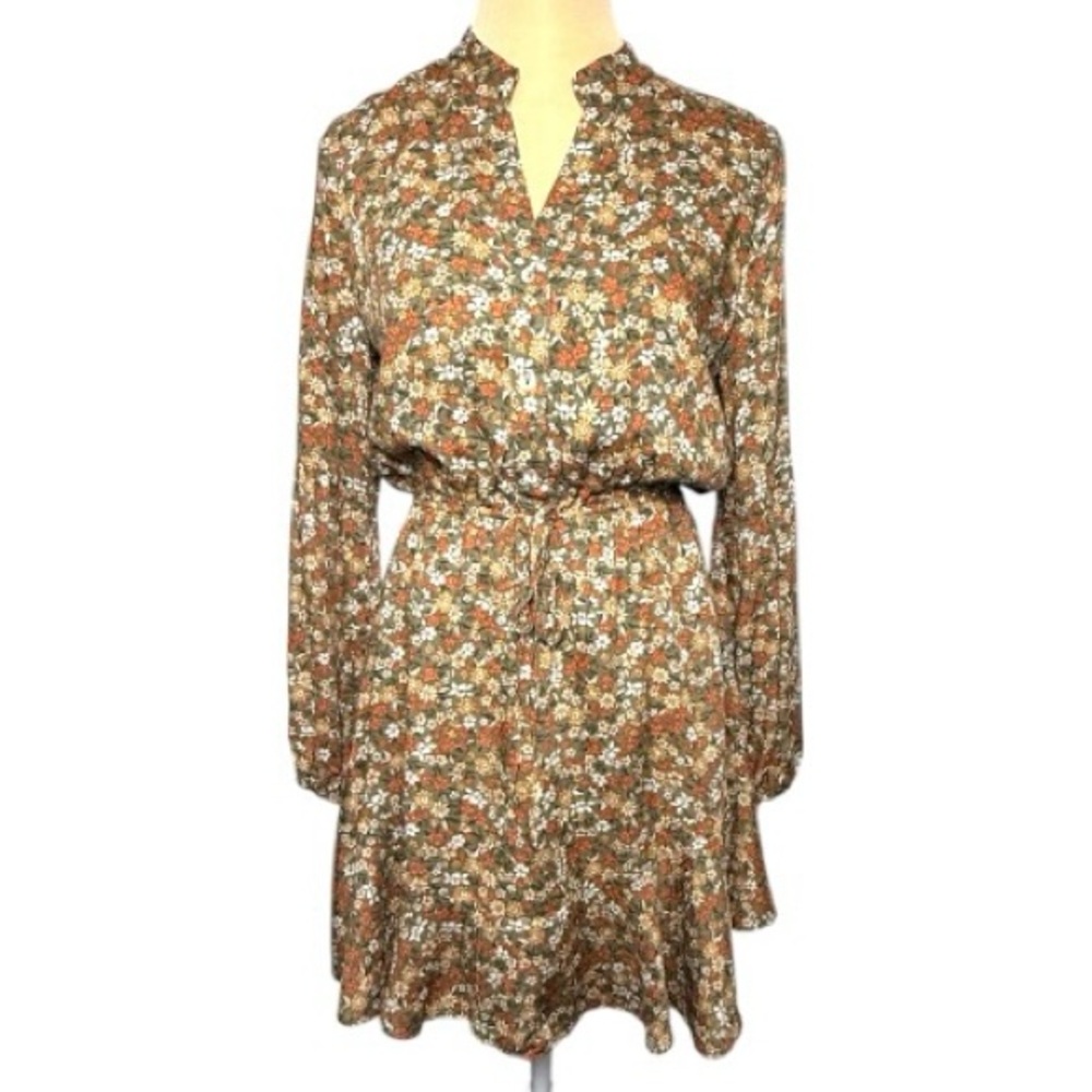 Sadie & Sage Fall Floral Long Sleeve Mini Dress XS Fully Lined Boho